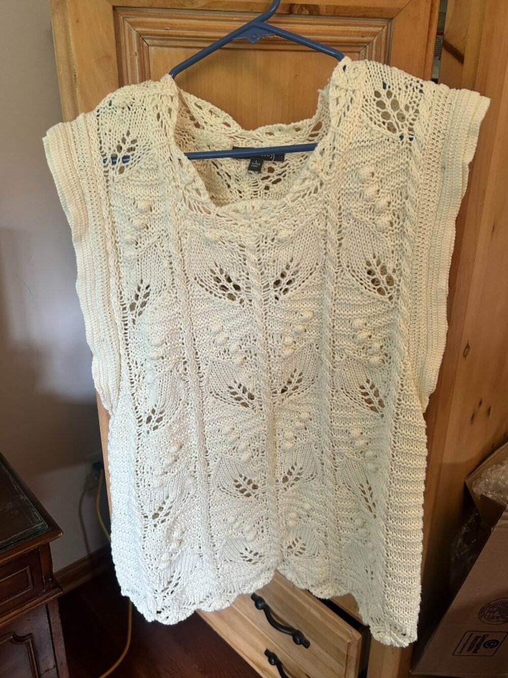 Women's Crochet Sweater Vest, Cream